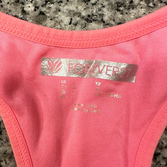 SET OF 2 - Forever 21 Racerback Sports Bras Neon Pink and Yellow Size Large - Picture 6 of 14